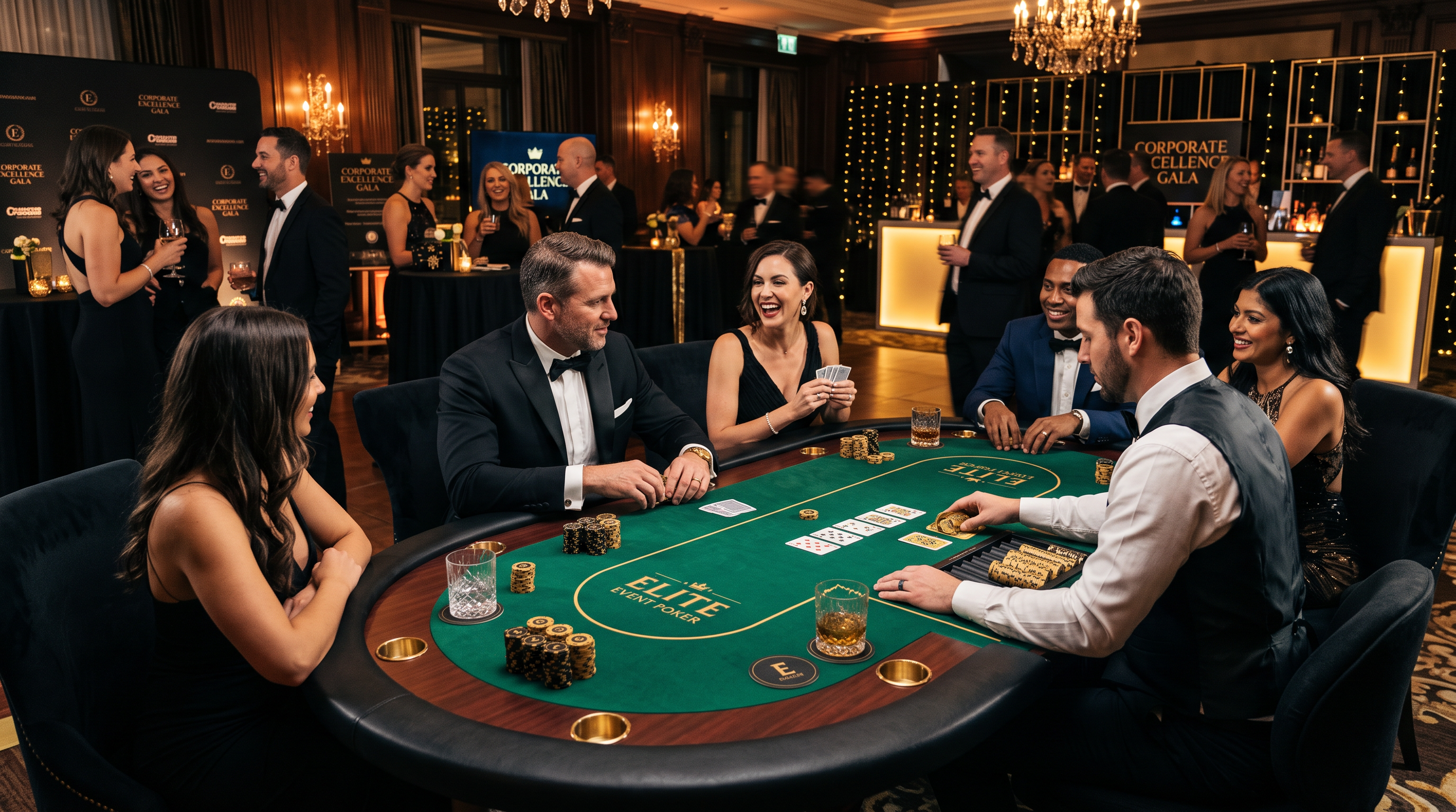 Mesas de juegos recreativos de naipes para evento privado de lujo